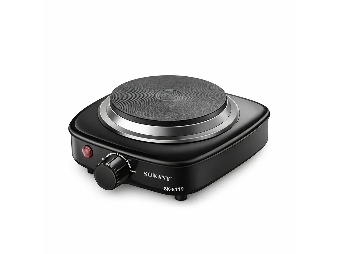 Plancha eléctrica portátil negra Sokany SK-5119, 500 W.