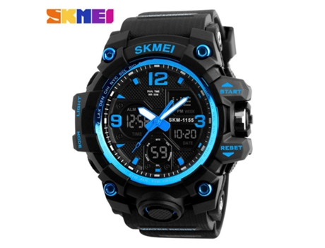Reloj deportivo analógico para hombre Relojes electrónicos digitales LED impermeables al aire libre-azul LUUCOZK