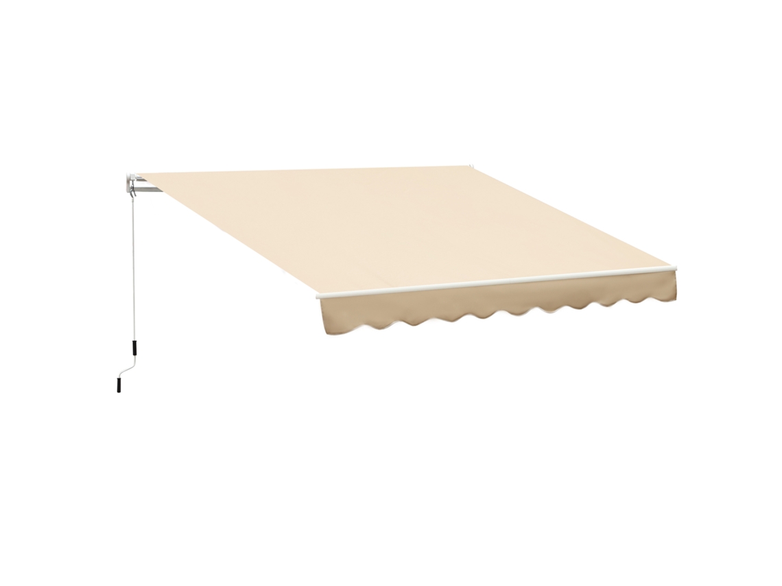 VPMKP - Outsunny toldo manual retráctil con manivela 295x245 cm enrollable aluminio con protección solar para ventana, puertas, balcón y terraza exterior beige