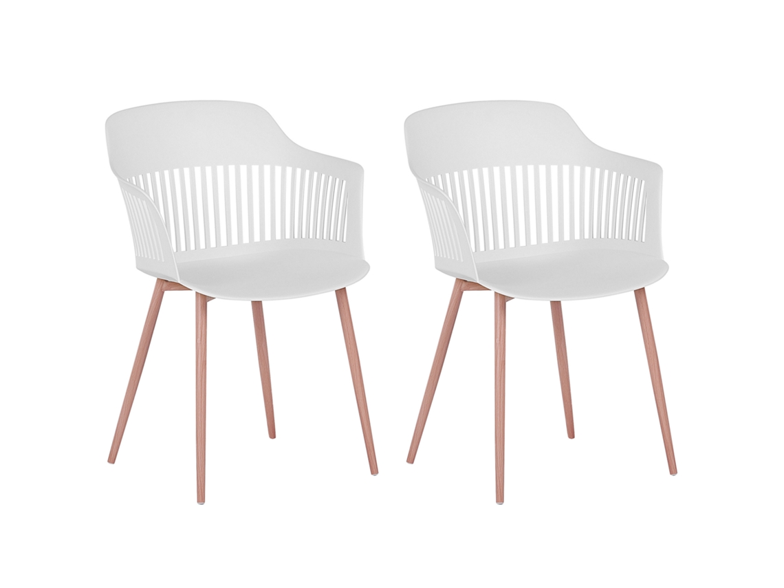 Conjunto de 2 cadeiras de jantar modernas BELIANI Bereca de Material sintético Branco 57x54x81