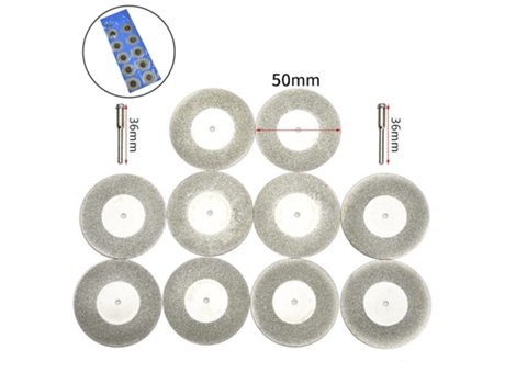 Kit de disco diamantado para corte de pedras preciosas, cerâmica, vidro 10 peças 50 mm