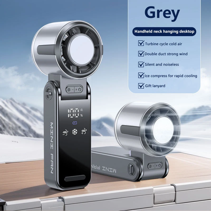 (gris, Antihielo) Ventilador De Turbina De Enfriamiento, Alta Velocidad, Potente Pantalla Digital Led Usb Eléctrica.
