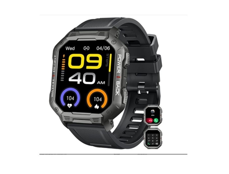 Smart Watch Fitness Tracker: Bluetooth (contestar / hacer llamadas) Smartwatch táctico militar impermeable para teléfonos Android iPhone -negro VEA...