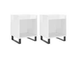 Maison Exclusive - Mesitas Noche 2 Uds Madera Ingeniería Blanco Brillo 40x35x50 Cm