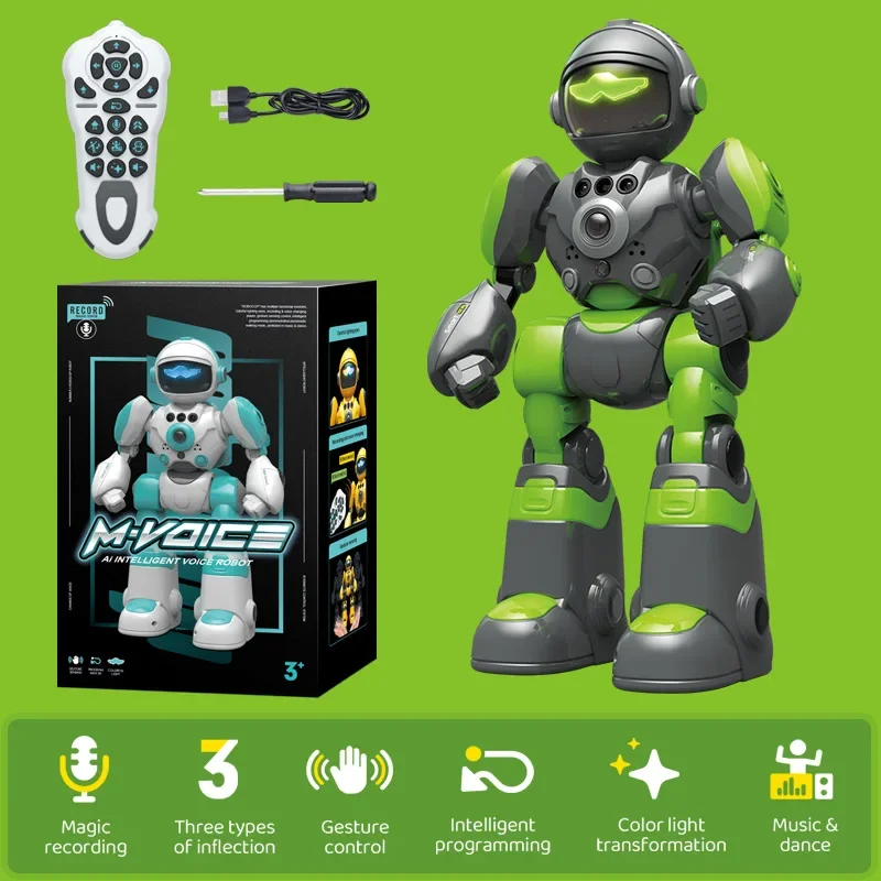 Robot Teledirigido (verde), Control Por Gestos, Juguete Musical Que Baila, Regalo Para Niños.