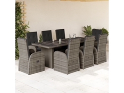Juego de comedor de jardín de 9 piezas DKD Home Decor con cojines de mimbre gris
