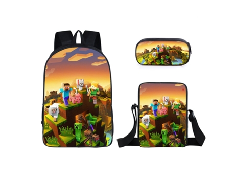 KOHREE Mochila escolar para estudiantes de Minecraft, juego de tres piezas