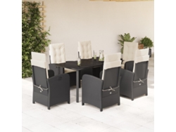 Maison Exclusive - Set De Comedor De Jardín 7 Pzas Y Cojines Ratán Sintético Negro