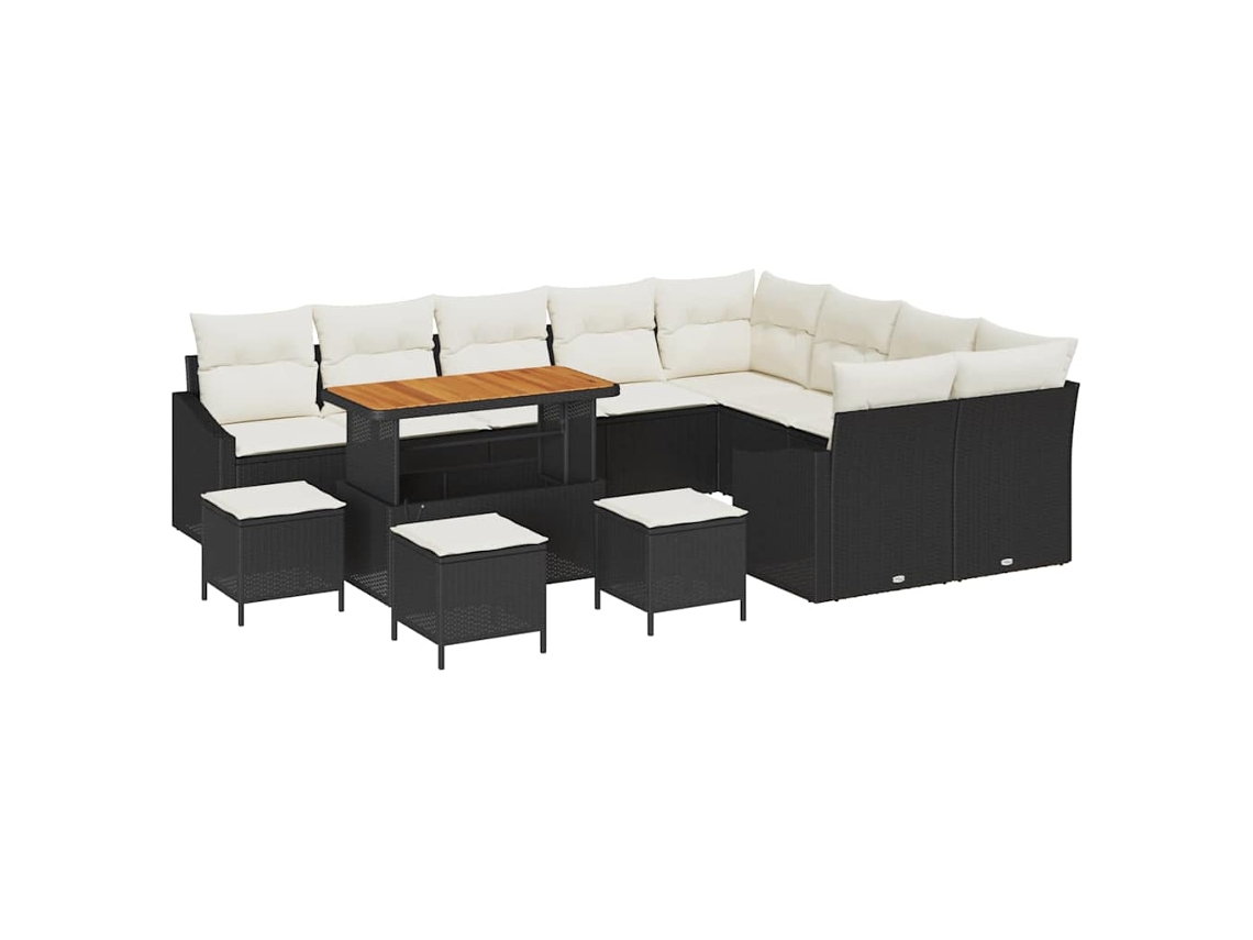 Maison Exclusive - Conjunto De Sofás De Jardín Con Cojín 13 Pcs Negro Poliratán