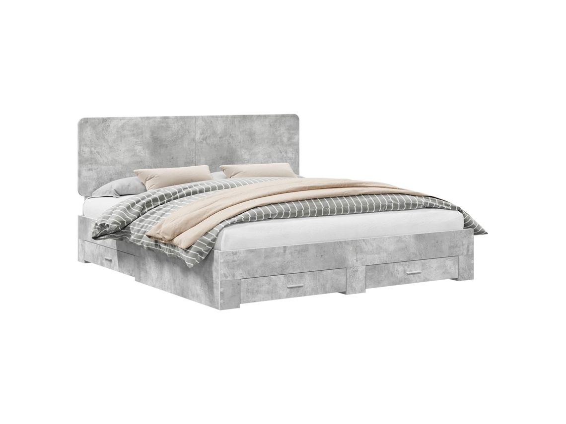 Maison Exclusive - Estructura De Cama Con Cabecera Gris Concreto 200 X 200 Cm