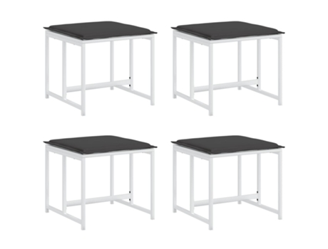 Conjunto 4 Taburete De Jardín VIDAXL Blanco Acero