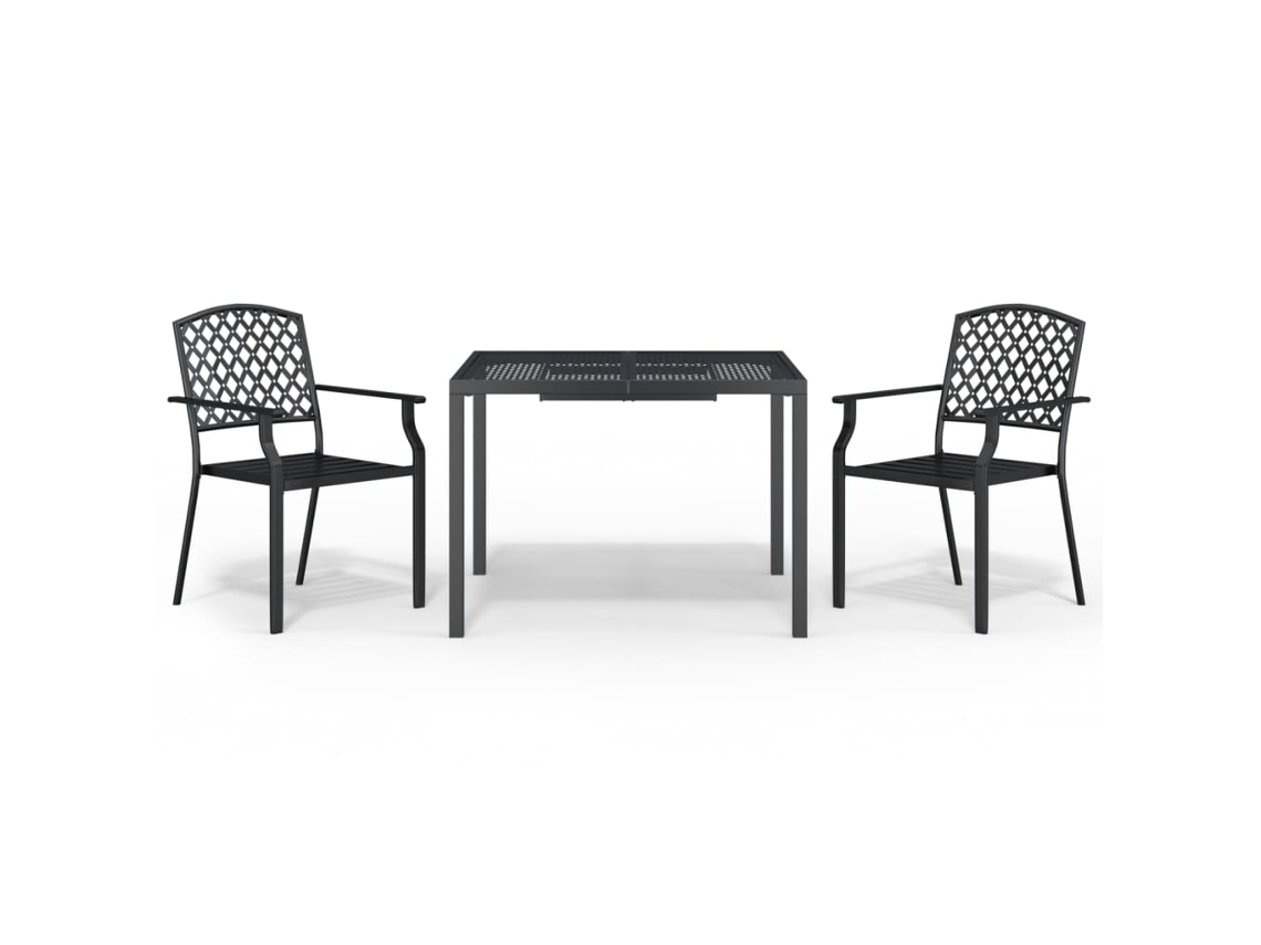 Conjunto 3 de comedor de jardín VIDAXL acero gris antracita