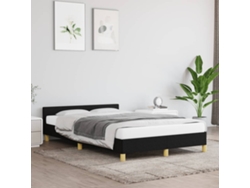 Estructura De Cama Sin Colchón Tela Negro 120x190 Cm