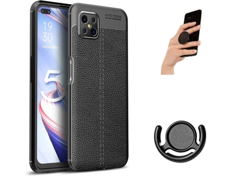 Funda, Soporte y Popsocket Oppo Reno 4Z 5G PHONESHIELD Rugged Leather Negro