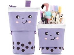 MEOIRUERY Estuche plegable Milktea, organizador de bolígrafos multifuncional y ajustable, estuche de lona resistente con cremallera para mentes creativas.