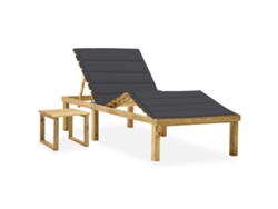 Tumbona de jardín con mesa y cojín de pino impregnado DKD HOME DECOR
