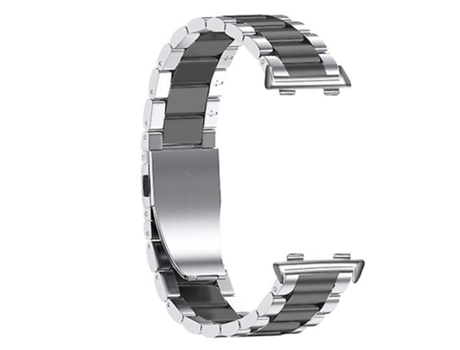 Correa Smartwatch Para Oppo Watch 46Mm Pulsera De Acero Con Tres Cuentas Plata Negro VENISYMLIS