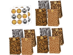 Bolsas para dulces de fiesta con elegante estampado animal, 12 unidades, para envolver galletas y guardarlas - Gokoco