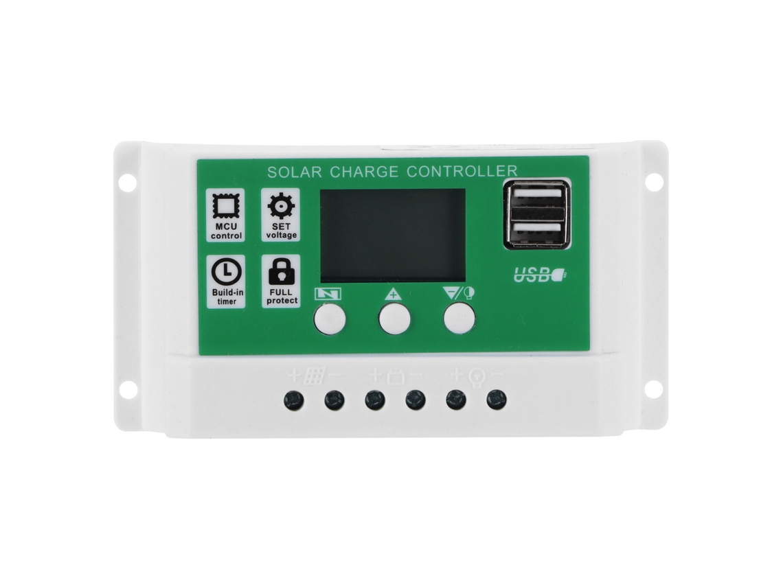 Controlador De Carga Solar Lcd 10a 12v 24v Regulador Pwm Con Protección Y Pantalla Ajustable