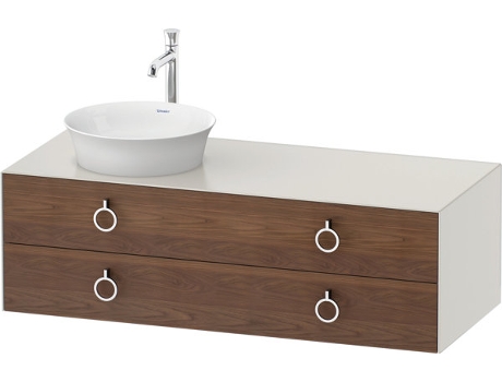 DURAVIT Tulip blanco, mueble de baño colgado en la pared, ancho 1300 x profundidad 550mm, con 2 cajones, con tirador, WT4992L