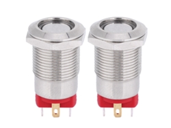 2 Piezas Botón Switch Metal Auto Bloqueo 12mm 4 Pines Con Led Luz Ip66 Ik09 Rojo 100~240v Para Computador Coche