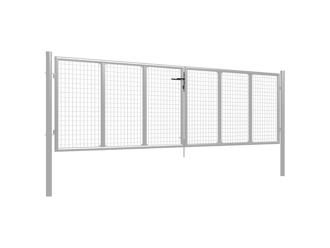 Maison Exclusive - Puerta De Jardín De Acero Galvanizado 400 X 100 Cm Color Plata