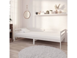 Sofá cama con colchón madera de pino maciza blanco 90x200 cm