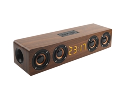 Altavoz Bluetooth estéreo de madera Super Bass 5.0 con 4 altavoces, 3000 mAh, color marrón Yizhood