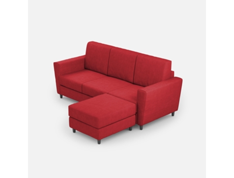 Sofá de 3 plazas (tres plazas de 60 cm) pouf dimensiones L.212 D.155 color rojo ITYHOME