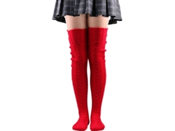 Calcetines Altos Hasta La Rodilla, Largos, De Lana Tejida, Calcetines Cálidos De Invierno Para Mujeres Y Niñas.