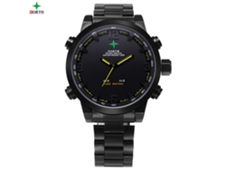 Reloj Deportivo Digital Analógico Para Hombre, Resistente Al Agua, Con Movimiento De Cuarzo Led Y Brazalete De Acero Inoxidable.