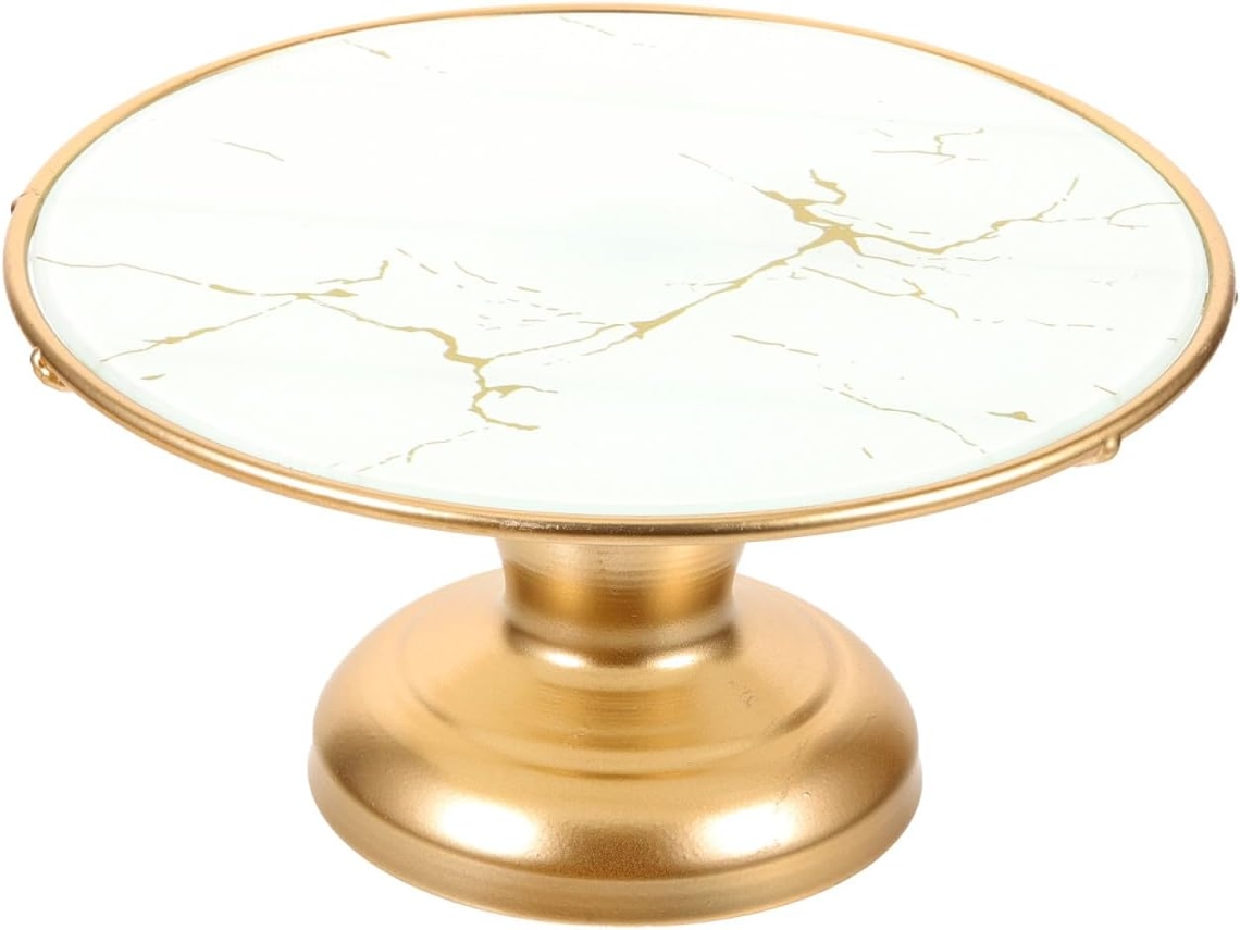 Suporte Para Bolo Com Base Alta Em Folha De Flandres E Detalhes Em Dourado.
