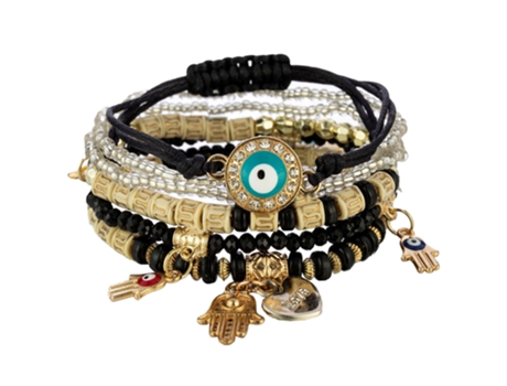 Bolsa de Mano JEIIBRZUI Pulsera Multicapa Hecha Cuentas Hechas Ojos De Negro