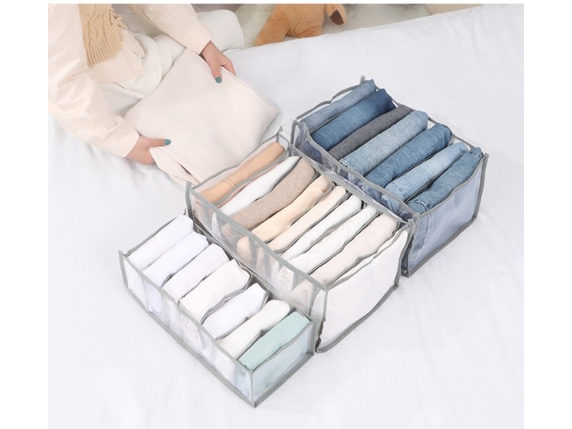 Caja de almacenamiento de ropa de malla transpirable para jeans, ropa interior y armario