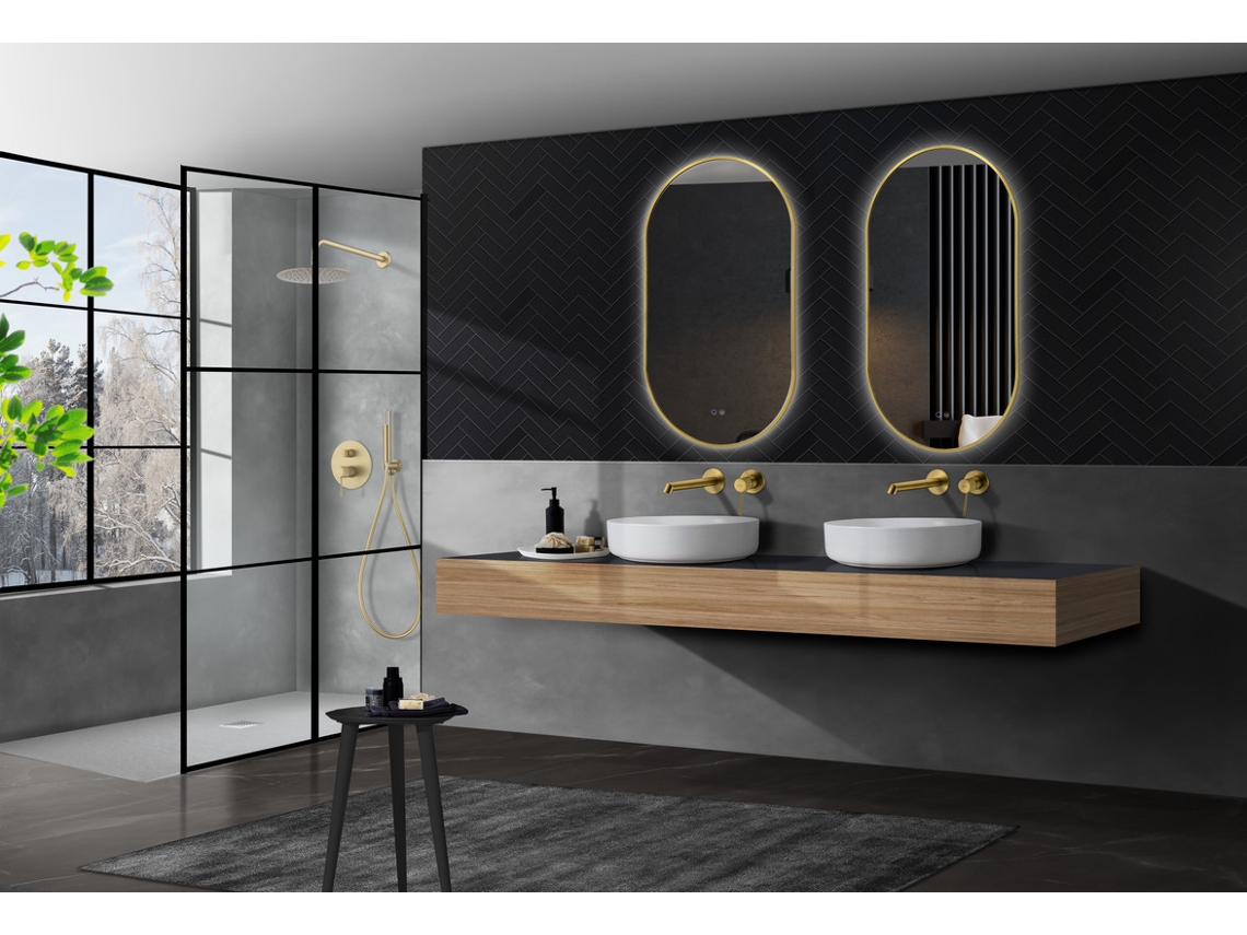Espejo led marco color Oro Mate retroiluminado luz triled Antivaho 50x90 MICE COLLECTION