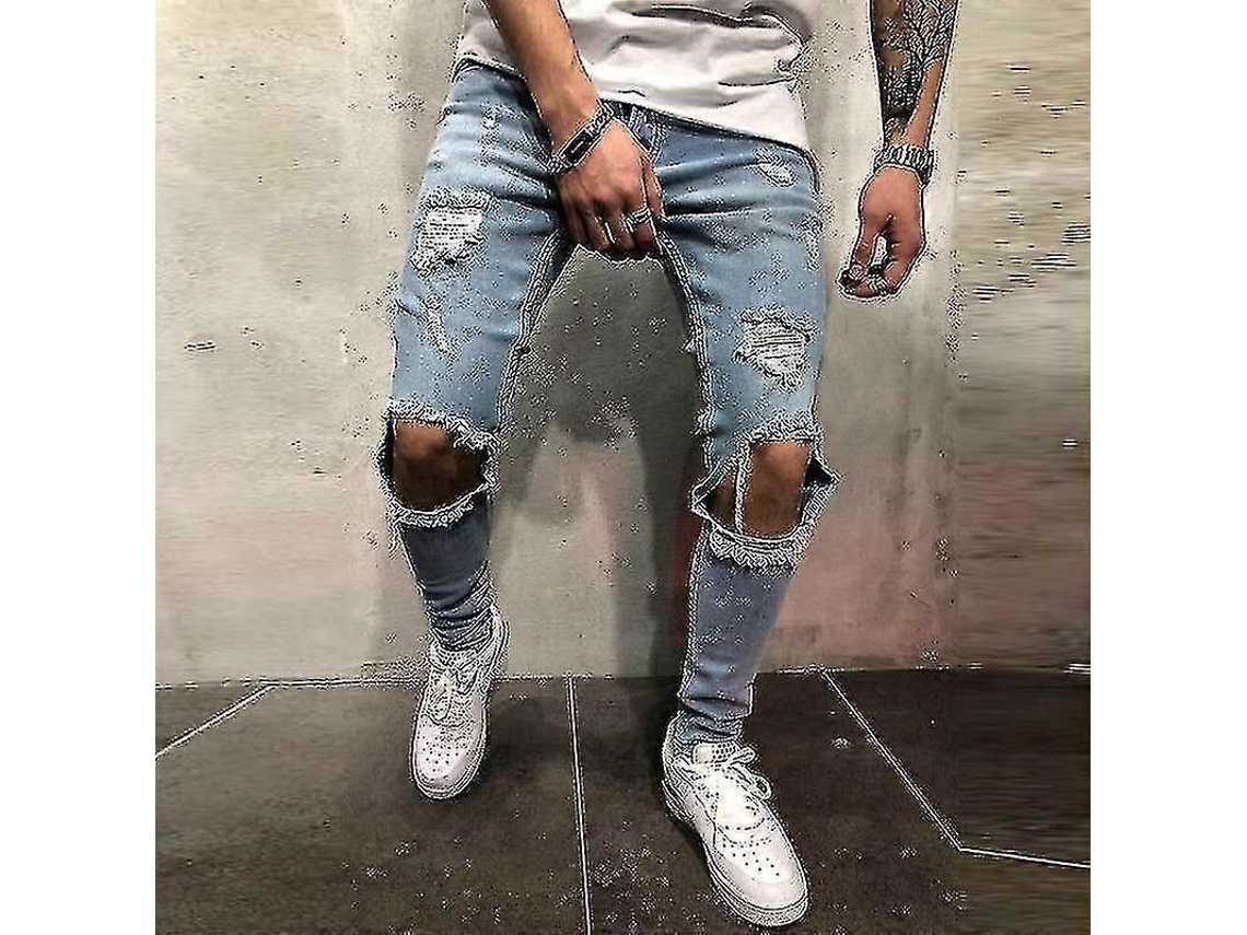 2026-pantalones Vaqueros Skinny Rotos Para Hombre Con Elastano Talla Asiática