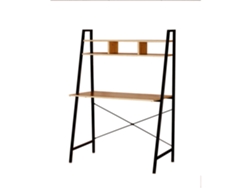 Mesa industrial Navas con estante, negra, 143 x 83 cm