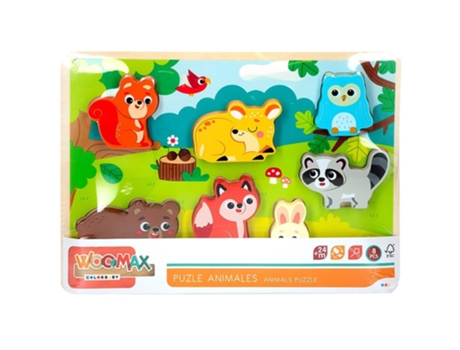 Puzzle Madera 3D Encajable Animales30X21 Cm WOOMAX