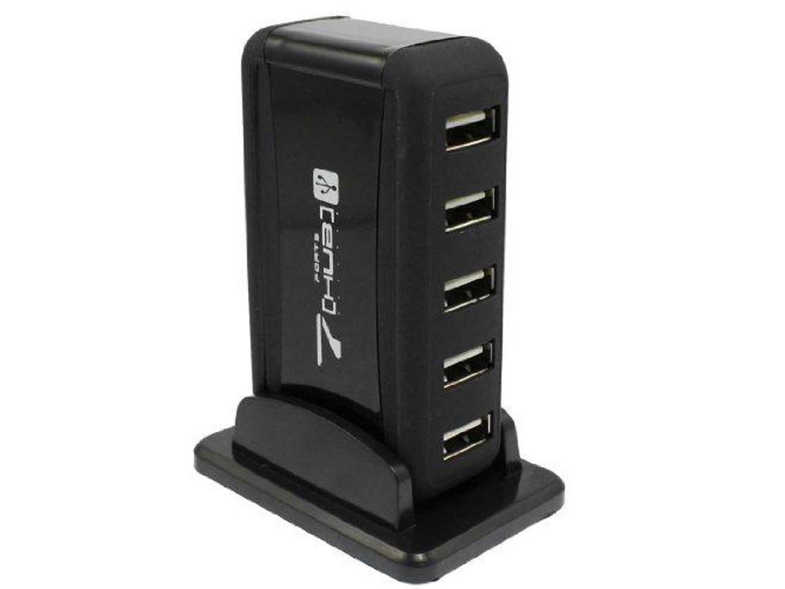 Concentrador De Alta Velocidad Usb 2.0 De 7 Puertos Para Pc Soporte Adaptador De Ca Negro