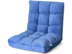 Sofá Perezoso Individual Plegable Asiento Cojín de Suelo con Respaldo Silla de Meditación (Azul) COSTWAY
