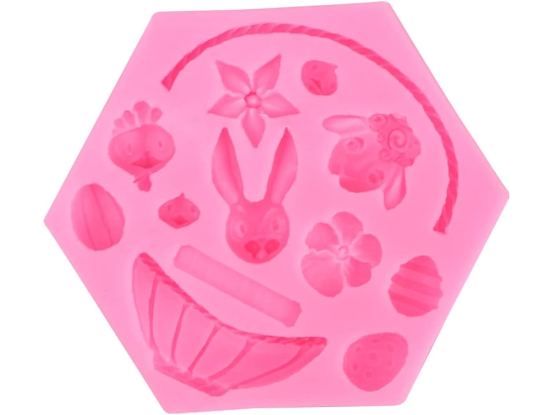 Molde de silicona para fondant con forma de conejo, huevo y flor para decorar tartas y preparar dulces para Gokoco