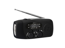 Radio portátil de emergencia Yuysan HN 071 FM/AM, con recarga solar, dinamo de manivela, linterna LED, 2000 mAh, alarma SOS, color negro