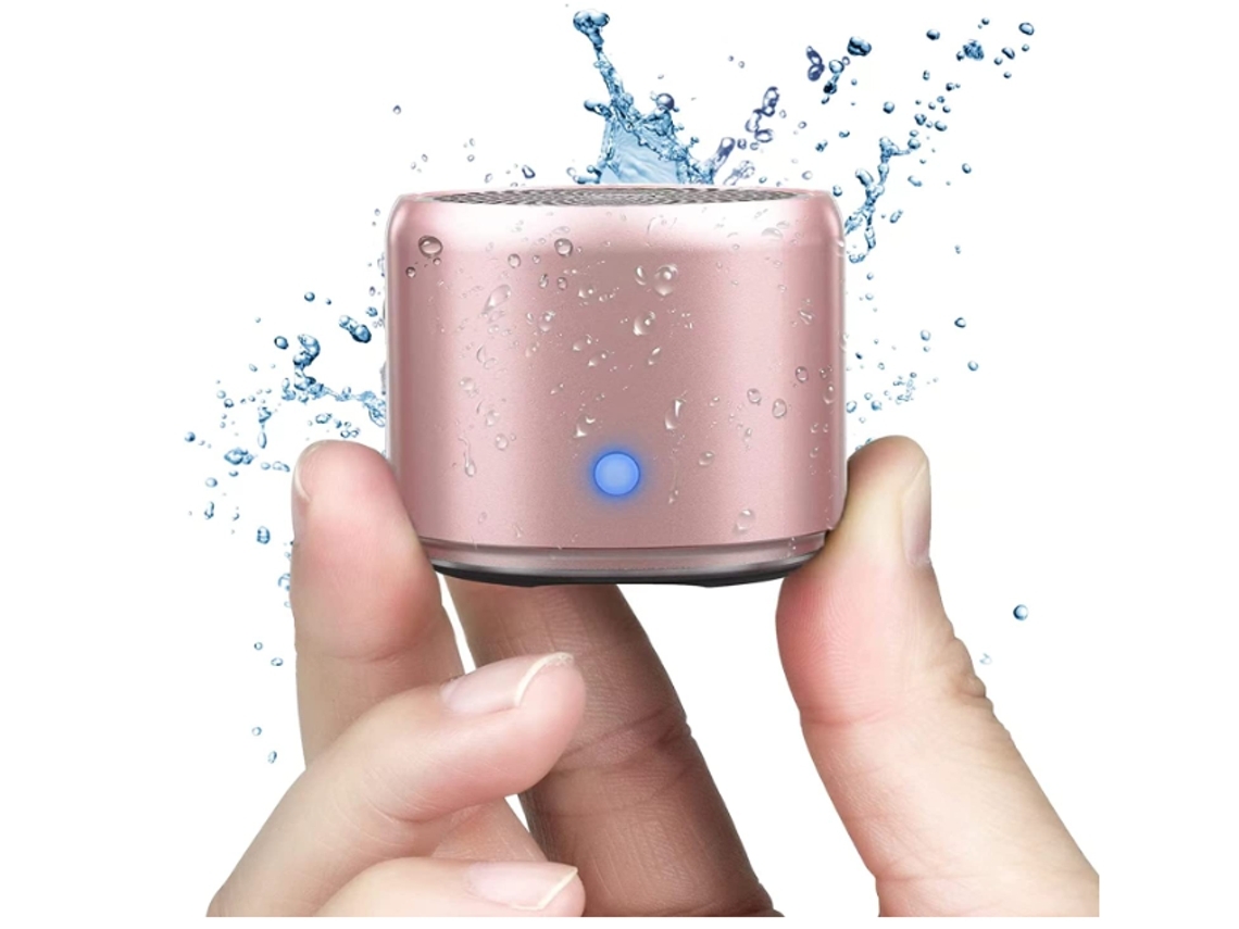 Mini altavoz inalámbrico Bluetooth con difusor de graves personalizado. Resistente al agua IP67, color rosa. Chennnls