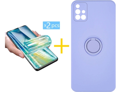 Carcasa + 2 Protectores de Pantalla para Samsung Galaxy A71 SKYHE Morado Lila