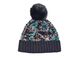 Gorro De Invierno Cálido Con Pompón De Felpa Y Diamantes De Imitación, Resistente Al Viento Para Mujer, Para Uso En Exteriores (ppd)