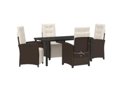 Maison Exclusive - Conjunto De Comedor De Jardín 5 Pcs Marrón Ratán Sintético