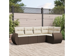 Conjunto de sofá de jardín de 5 piezas con cojines de mimbre marrón de DKD Home Decor