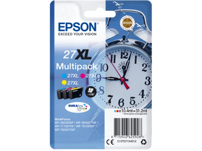 Pack ahorro cartuchos de tinta original EPSON 27XL, Despertador, C13T27154012, T2715
