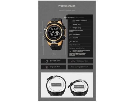 Relojes para Hombres LED Digital Impermeable Luminoso Reloj Despertador Multifuncional Reloj Tesoro Azul VEANXIN