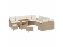 Maison Exclusive - Conjunto de sofás de jardín con cojines, 13 piezas, beige y crema